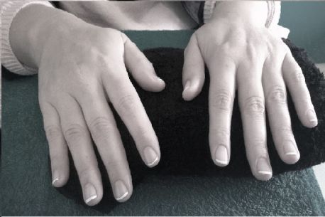 Photograph showing manicured fingernails